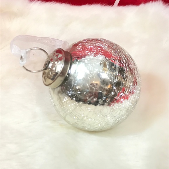 SILVER Mercury Crackled Glass Ball Ornaments 6 - Picture 2 of 5